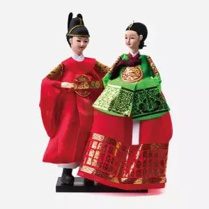외국인선물 한복인형-왕과왕비 한국 기념품 장식인형 한복설명서 신혼부부