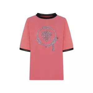 [크로커다일레이디]크로커다일레이디 앞판 우븐 배색 아트웍 티셔츠_CLEMTS115