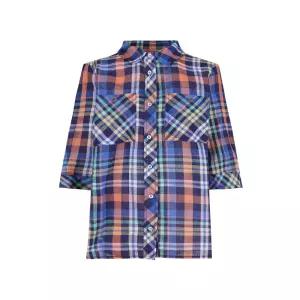 [크로커다일레이디]크로커다일레이디 체크 린넨 반팔 셔츠 블라우스_CLEMBL208