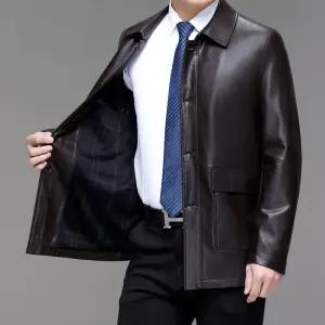 남성 캐주얼 항공 점퍼 고급 리얼 가죽 재킷 양 추동 코트 루즈핏 빅사이즈 힛템