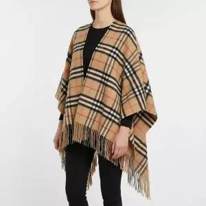 [버버리] 샌드 체크 울 캐시미어 케이프 141458256