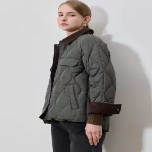 [바닐라비][패플단독가] [바닐라비(BANILAB)] 코듀로이 배색 다운점퍼