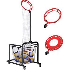 배구 세터 훈련 장비 u2013 높이 및 각도 조절 가능, 정확한 설정을 위한 정밀 타겟 천, 바퀴와 함께 휴대 볼 보관용 넷백 스킬 레벨