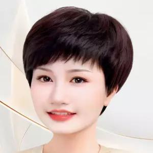 정수리 여성 인모 부분가발 중년 탑커버 가르마 볼륨