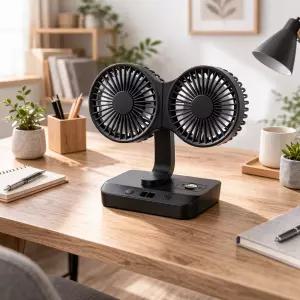 신일 BLDC 더블헤드 무선 탁상용 선풍기 좌우회전 4단 바람세기 미니 선풍기 SIF-D444B