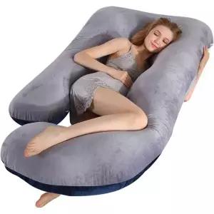 Victostar 임산부 베개 144.8cm(57x2.54cm) U자형 임산부 베개 탈착식 커버 전신 베개 등 엉덩이 다리 배를