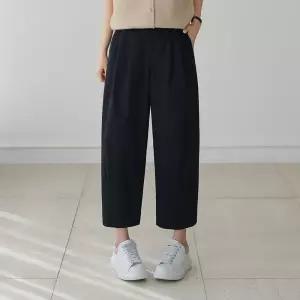 [시크폭스] 플리트 투핀턱 밴딩 9부 배기팬츠_61PT1687