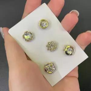 자석 매너 단추 브로치 큐빅 믹스 5종 세트 자석 매너 옷핀 단추 브로치 미니