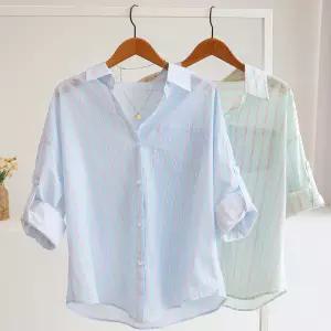 [잇수다] 위브루 포켓 스트라이프 루즈핏 롤업 카라 셔츠