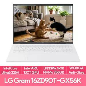 LG전자 그램16 16ZD90T-GX56K 울트라5 225H 16G 256G 초경량 사무용 대학생 노트북 EU