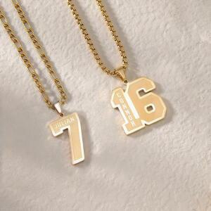 맞춤형 무광 스포츠 번호 목걸이, 이름과 연도가 새겨진 개인 행운의 야구 및 팀