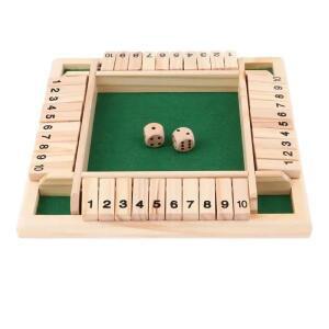 디럭스 4면 10개 숫자 셧 더 박스 보드 게임 세트 주사위 파티 클럽 성인 가족용 음주