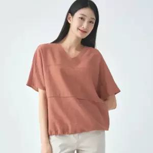 [지센] 여성 V넥 솔리드 반팔블라우스 LFWSO501_RU