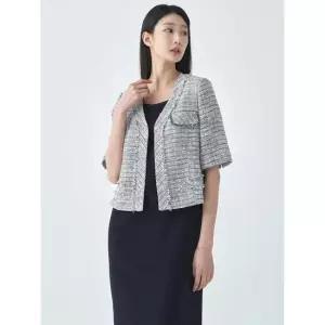 [지센] 여성 [피어로즈] 트위드 반팔자켓 LFJKO491_BL