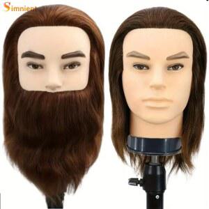 100 인간의 머리카락 남성 마네킹 머리 수염 인형 MANIKIN 미용 헤어 훈련 미용사 스타일링 연습