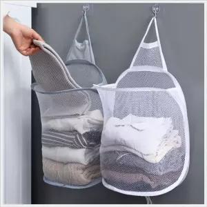 걸이식 메쉬 빨래 비닐 벽걸이 망사 수납함 부착형빨래주머니 세탁바구니