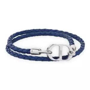 남성 CD 아이콘 브레이디드 레더 팔찌(블루실버) B1973HOMLE 322