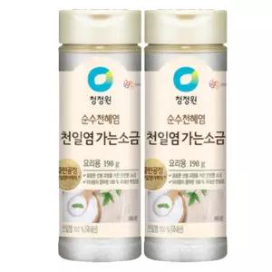 청정원 순수천혜염 천일염 가는소금 190g x 2개 국찌개 조림 요리 조미 미세입자 소금