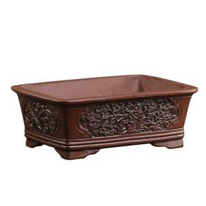 분재화분 분재용 트레이 분재분 키우기 플랜테리어 난초 화병 도자기 난화분 갈색 소형 사각