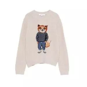 [메종키츠네] 드레스드 폭스 인타르시아 울 점퍼 파치먼트 149133936