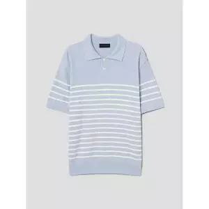 (로가디스) [SMART 4有] 코튼 혼방 릴렉스드 핏 스트라이프 칼라넥 스웨터 - 스카이 블루 RY6351PL1Q