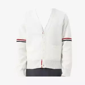 [톰브라운][Thom Browne] 톰브라운 코튼 밀라노 스티치 암밴딩 브이넥 가디건 MKC310A Y3007 100