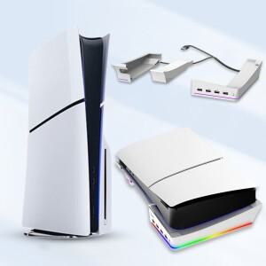 호환 PS5 슬림 디지털 에디션디스크 수평 냉각 스탠드  4 USB 허브 베이스 거치대