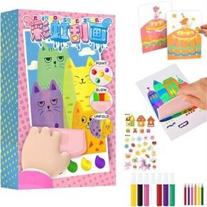 드로잉 페이퍼 스퀴지 아트 키즈 페인트 키트 동물 패턴 DIY 재료 컬러 스크래치 페인팅 레인보우 도트