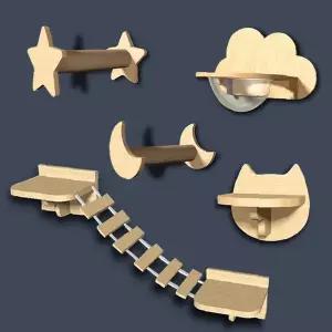 원목 벽부착 고양이 놀이터 계단 선반 휴식 공간 인테리어 캣워크