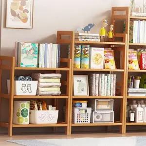 대나무 정리대 다용도 나무 5단 원목 수납 선반 거실 수납장 진열대 책꽂이 틈새 욕실