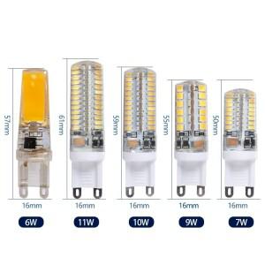 3014 실리카 젤 LED 조명 전구, 차가운 흰색, 따뜻한 SMD2835, G9 6W, 7W, 9W, 10W, 220V 램프, 10 개/로