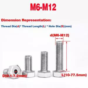 호환  304 스테인리스강 외부 육각 중공 나사 중공 볼트 M6-M12