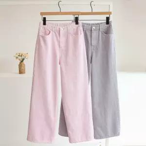 [잇수다] 벨뮤드 컬러 다잉 히든밴딩 와이드 코튼 팬츠