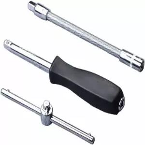 팬시욘 1/4인치 드라이브 스피너 핸들 슬라이딩 T-핸들 및 유연한 소켓 연장 바 세트(3개)