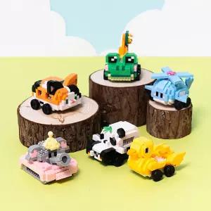 [오피스스쿨] 민화 KC인증 미니 입체 블록 교통 (6종택1) DIY 블럭조립 끼우는블록 디폼블럭 동물 미니어쳐 퍼즐놀이 만들기수업