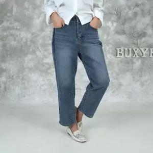 벅시루 노바디진 옆진청라인 여성 봄가을 허리밴딩 스판 테이퍼드 9부 청바지 490