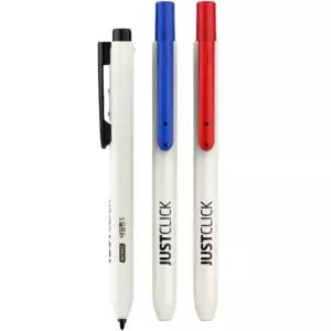 저스트클릭 네임펜S 3색 1세트 노크식네임펜 똑딱이 펜마커 뚜껑없는 얇은 네임펜 블랙 블루 레드 흑 적 청