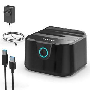 GOODO 싱글 하드 드라이브 도킹 스테이션 USB 3.0에서 SATA III로 2.5/3.5인치 HDD SSD, UASP가 장착된 외장 도크(5Gbps), 오프라인 클론 및 최대 지원