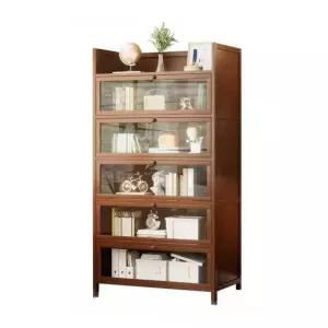 원목 투명 유리 책장 도서 수납장 여닫이 우드 서랍장