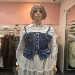 [에고이스트] 어깨 비죠 끈 포인트 데님 베스트  ES1DV-760