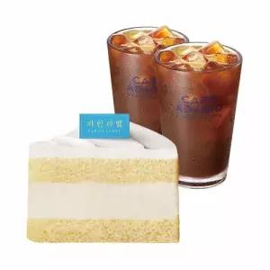 [파리바게뜨] 파란라벨 밥먹고 파바고! 파란라벨 저당 그릭요거트 케이크(조각)+아메리카노 2잔