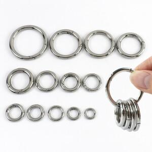 호환품2/5/10개 10-35mm 원형 스프링 클립 열쇠고리 개폐식 카라비너 훅 버클 스테인리스 스틸 O 링 연결