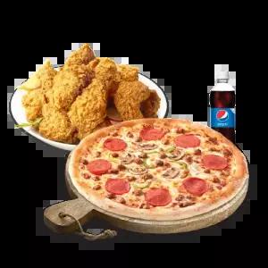 [피나치공] 피치세트M(콤비네이션피자M+후라이드치킨(뼈))+치즈크러스트+콜라500ml