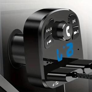 1개 자동차 차량용 호환 MP3 무선 블루투스 FM 송신기 AUX QC3.0 충전 지원 고음 저음 음악 플레이어