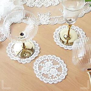 [2개구성] 한잔씩 데코하기 좋은 마시피렌체 에스텔 1P 티 패브릭 레이스 컵받침 코스터 AW9110A0