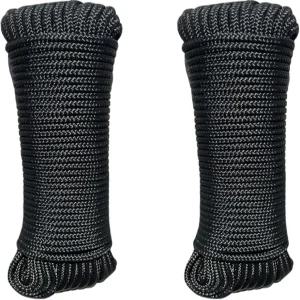 ATERET 1/4인치 x 80피트 블랙 다이아몬드 브레이드 폴리에스터 로프 I 다목적 천 자외선 저항성 및 뛰어난