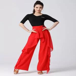 댄스복 팬츠 망사 셔링 바지 라인댄스복 라틴 살사 탱고 왈츠 챠밍 줌바