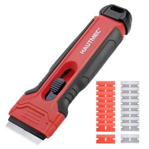 24개의 추가 칼날 10개의 플라스틱 로저 14개의 탄소강 면도날이 포함된 HAUTMEC 면도날 스크래퍼 도구 데칼 스티커 유리 타일 창문 자동차 쿡탑용 라벨 25031 제거