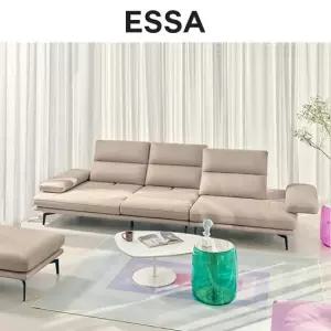 마제티 4인 스윙기능 베티버 천연 면피 통가죽 소파+스툴