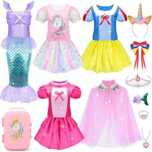 16개 공주 여자를 위한 옷 꾸미기 가식 놀이기구 3세 4세 5세 6세 7세 8세 이상을 코스프레 생일 파티 선물